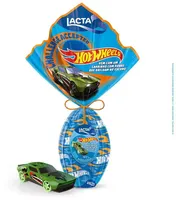 Ovo De Páscoa Ao Leite Hot Wheels Lacta 166g Vem Com Carro Super Radical E Cartela De Adesivos Para Decorar