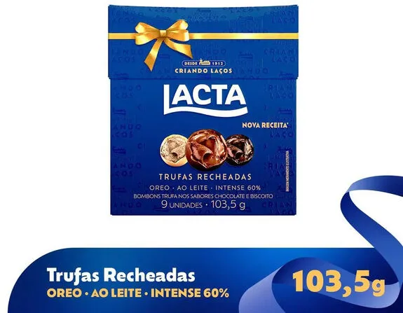 Trufa De Chocolate Sortida Lacta Caixa 103,5g 9 Unidades