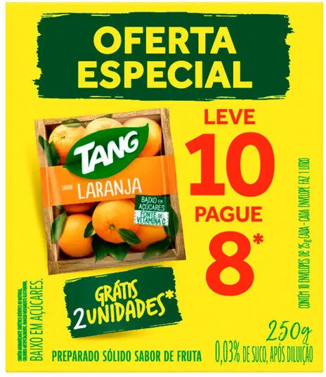 Refresco Em Pó Laranja Tang Caixa 250g 10 Unidades