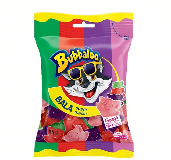 Bala Sortida Gatos Bubbaloo Pacote 75g
