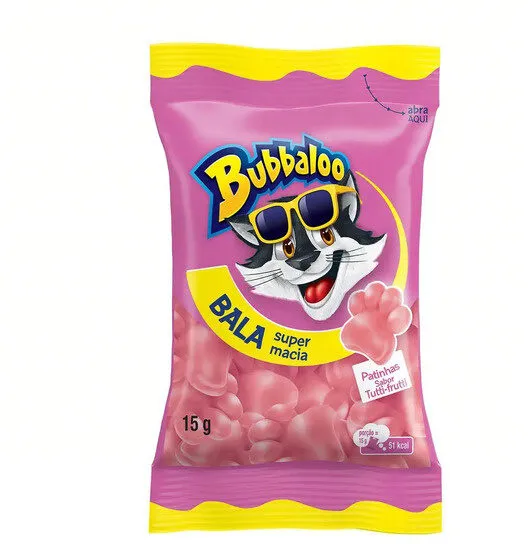 Bala Tutti Frutti Patinhas Bubbaloo Pacote 15g