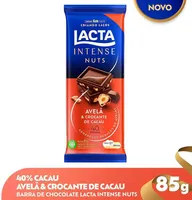 Chocolate 40 Cacau Avelã Crocante De Cacau Lacta Intense Nuts Pacote 85g