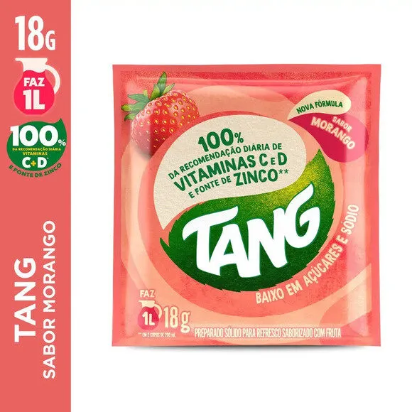Refresco Em Pó Morango Tang Pacote 18g