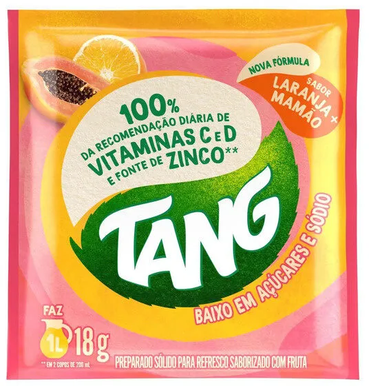 Refresco Em Pó Laranja E Mamão Tang Pacote 18g