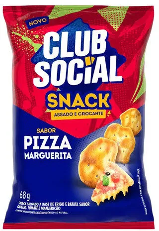Snack Assado Crocante Pizza Marguerita Club Social Pacote 68g