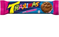 Biscoito Recheio Morango Trakinas Recheio Pacote 126g