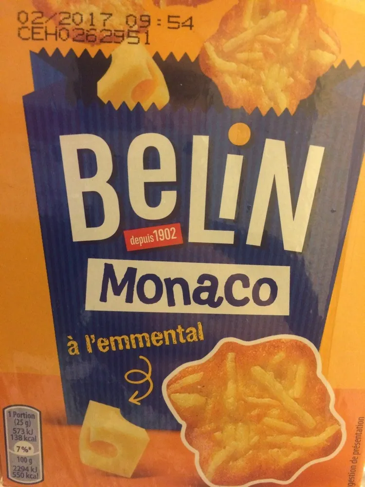 Belin Monaco Biscuits apéritif à l'emmental 105 g