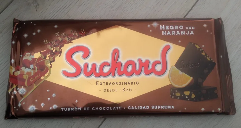 Turrón de Chocolate Negro Con Naranja Suchard