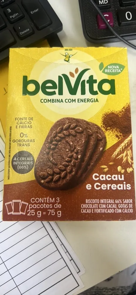 Biscoito Integral Cacau Cereais Belvita Caixa 75g 3 Unidades