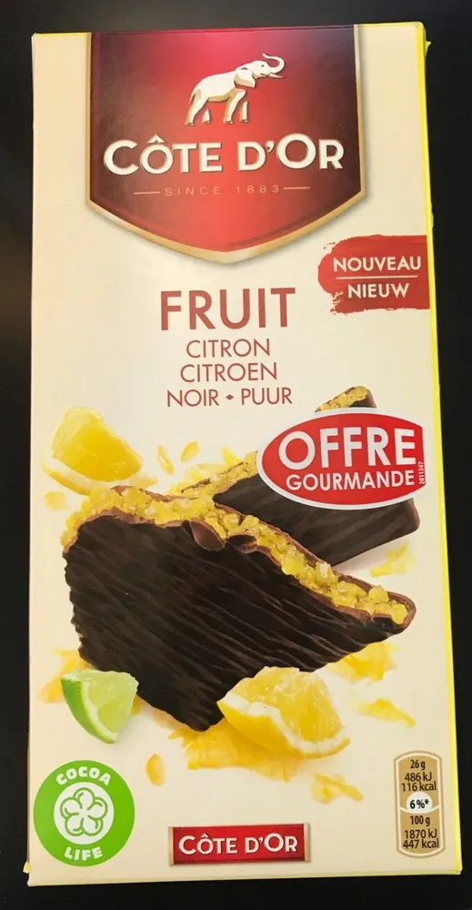 Chocolat noir citron Côte d'Or