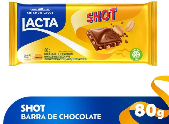 Chocolate Ao Leite Com Amendoim Lacta Shot Pacote 80g