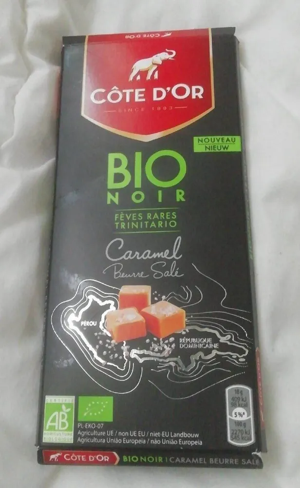 Chocolat noir bio caramel beurre salé