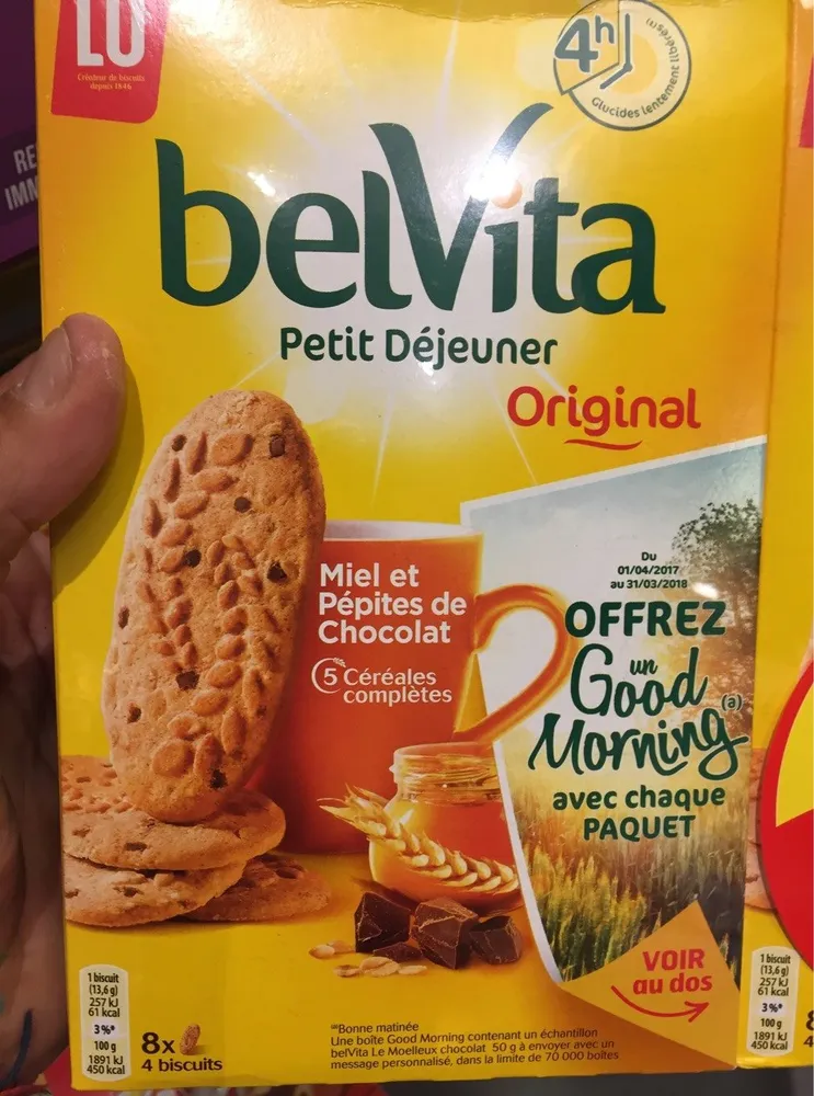 Biscuits miel pépites chocolat Belvita