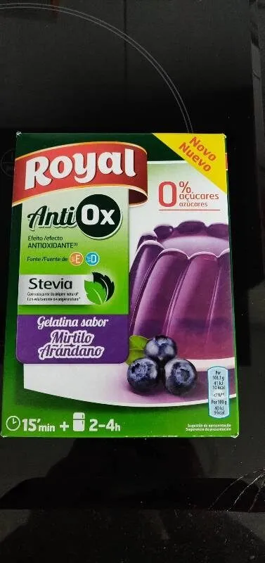 Antiox gelatina con sabor a arándanos azúcares