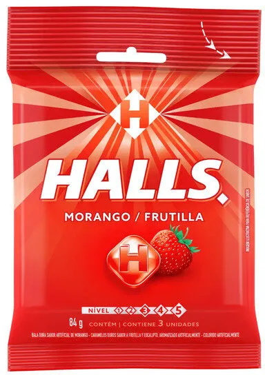 Bala Morango Halls Pacote 84g 3 Unidades Leve Mais Pague Menos