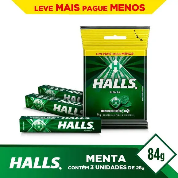 Bala Menta Halls Pacote 84g 3 Unidades Leve Mais Pague Menos