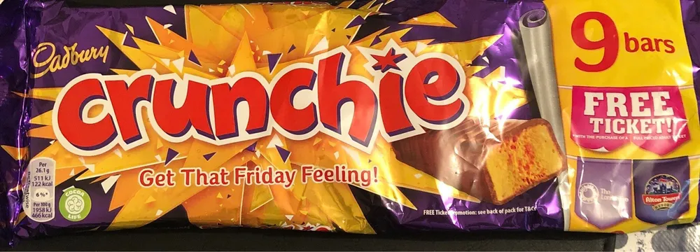 Cadbury crunchie chocolate bar