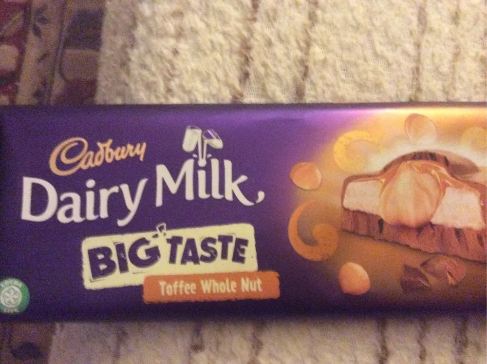 Cadbury dairy milk chocolate tablet milk with hazelnuts and toffee