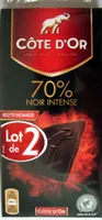 Chocolat 70% noir intense (lot de 2 x 100 g) Côte d'Or