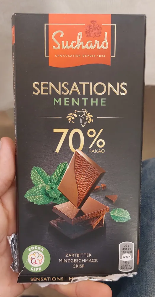 Zartbitter 70%, Minzgeschmack Crisp