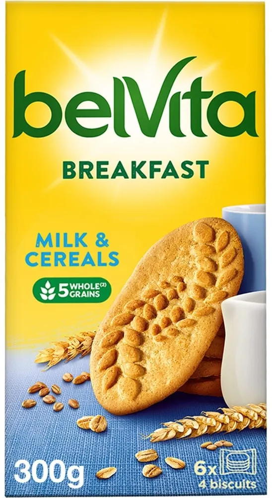 Belvita desayuno galletas de cereales completos y leche