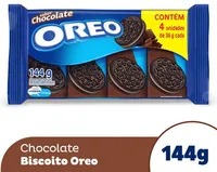 Pack Biscoito Chocolate Recheio Chocolate Oreo Pacote 144g 4 Unidades