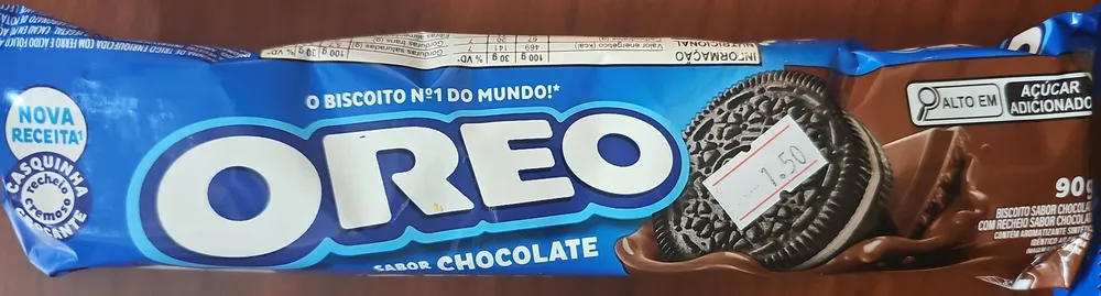 Biscoito Chocolate Recheio Chocolate Oreo Pacote 90g
