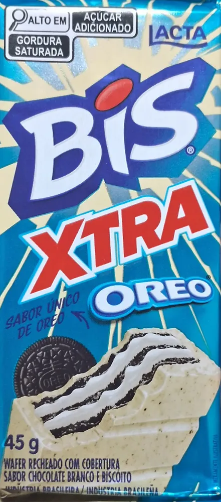 Wafer Oreo Cobertura Chocolate Branco E Biscoito Lacta Bis Xtra