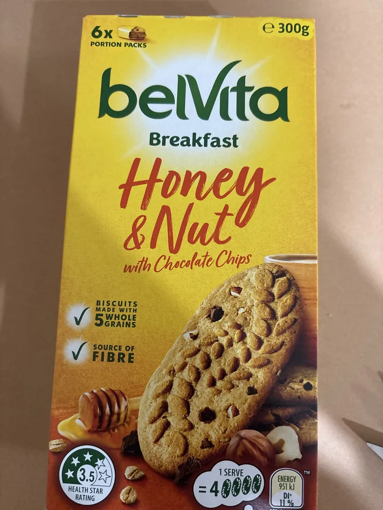 honey, hazelnuts & dark chocolate chips breakfast biscuits