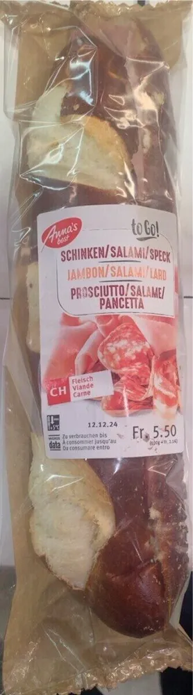 Sandwich jambon lard salami