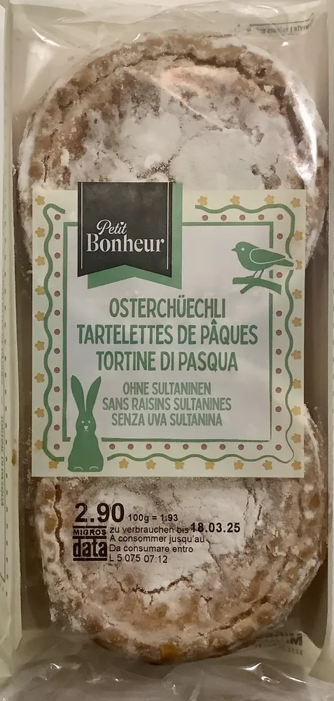 Tartelettes de Pâques sans raisins