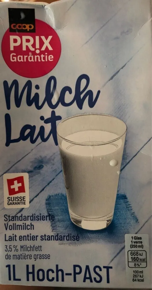 Lait entier standardisé