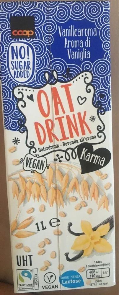 Boisson a l'avoine a l'arome de vanille