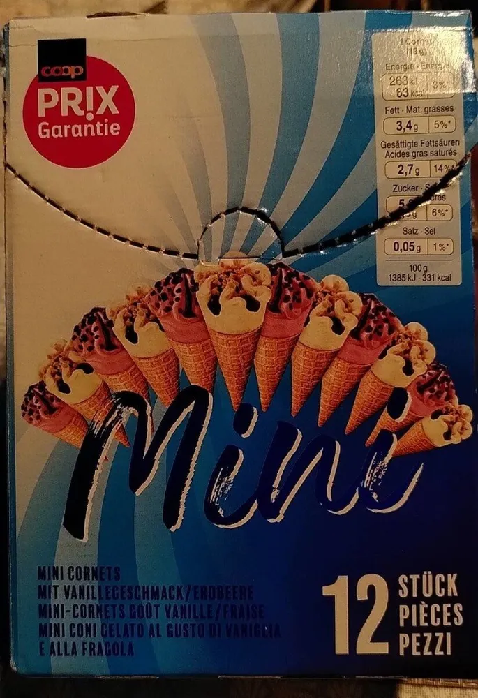 Mini cornets goût vanille/fraise