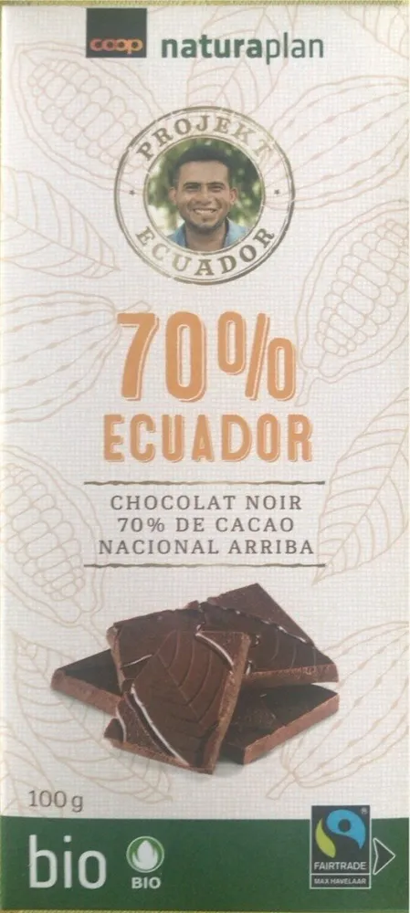 Chocolat noir 70% de cacao nacional arriba