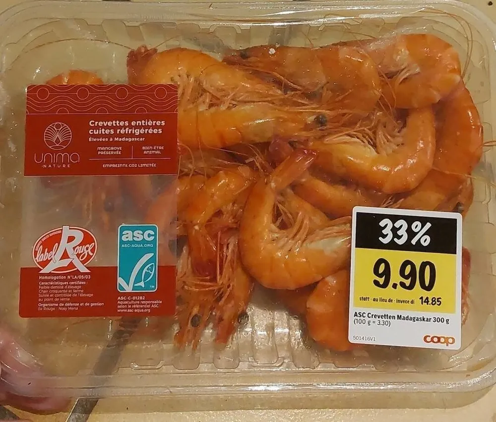 Crevettes entières cuites réfrigérées
