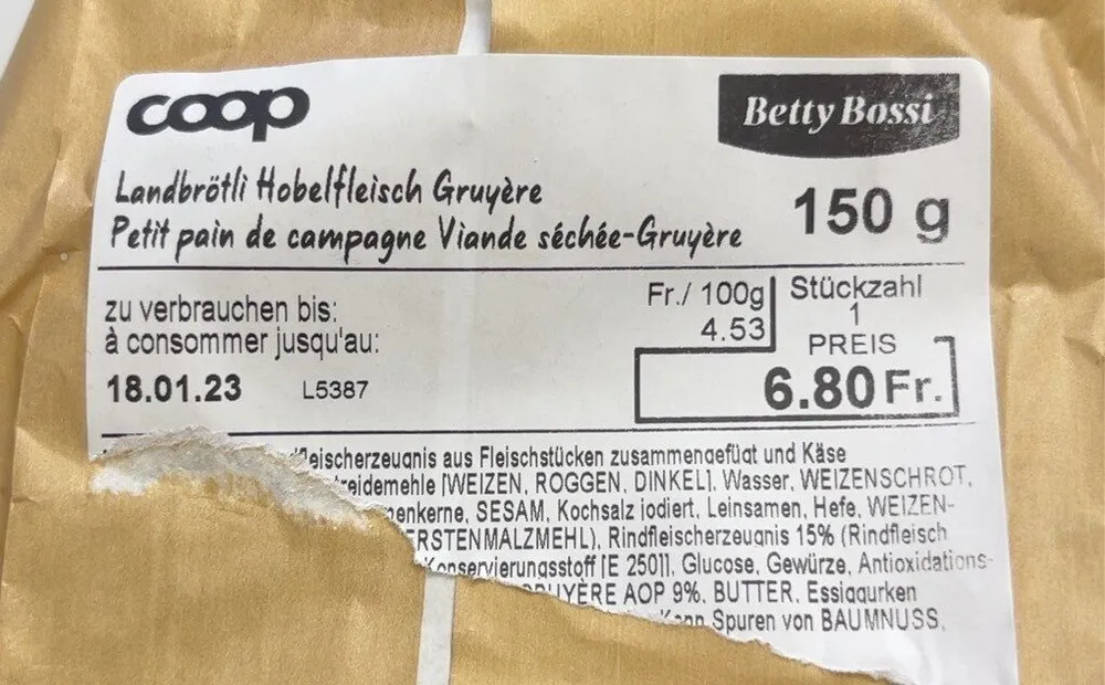 Landbrötli Hobelfleisch Gruyére