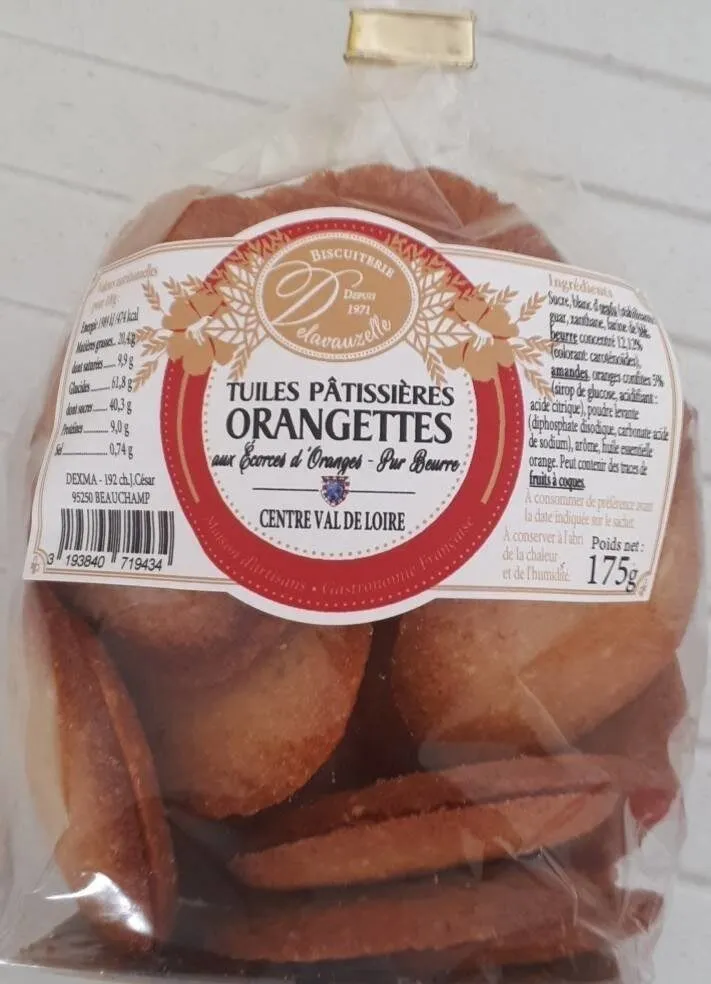 Tuiles pâtissières orangettes