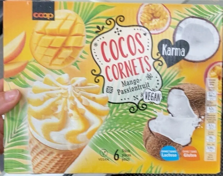 Cocos cornets mango-passion fruit