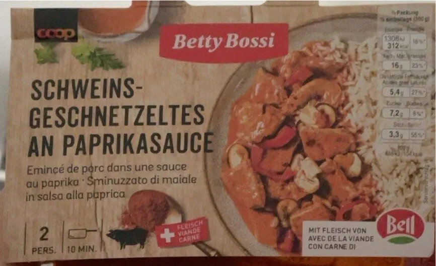 Schweins geschnetzeltes an paprikasauce