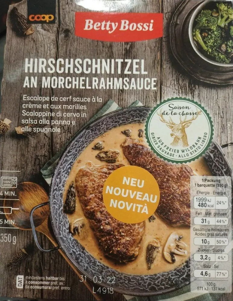 Escalope de cerf sauce à la crème et aux morilles