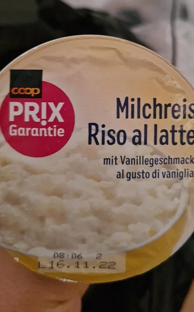 Milchreis mit Vanillegeschmack / Riso al latte al gusto di vaniglia