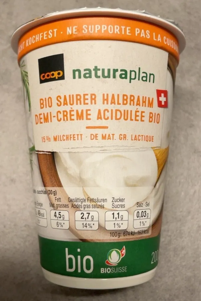 Demi-crème acidulée bio