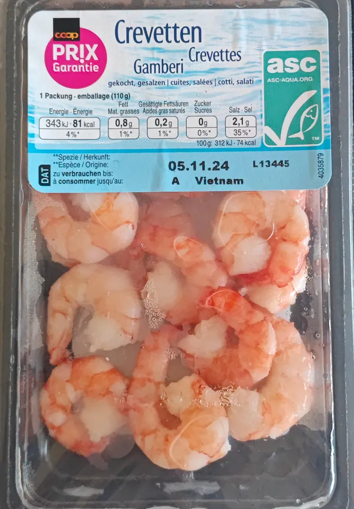Crevettes Prix Garantie ASC