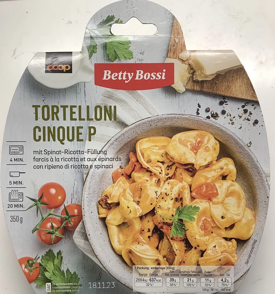Tortelloni Cinque Pi, à la ricotta et épinards