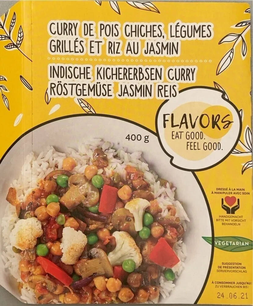 Curry de pois chiches, légumes grillés et riz au jasmin