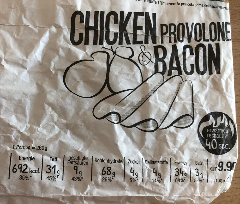 Chicken provolone bavon sandwich