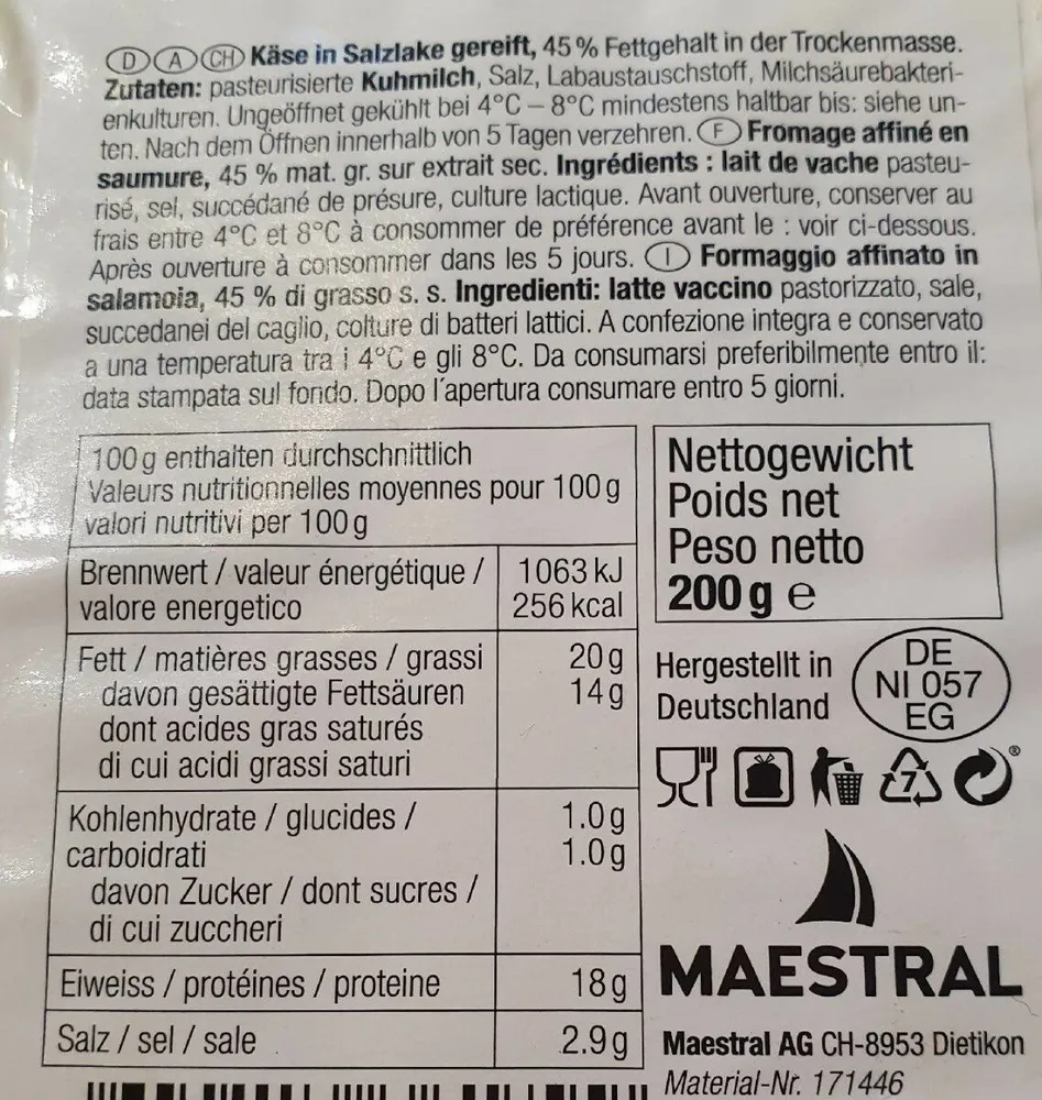 Fromage affiné en saumure