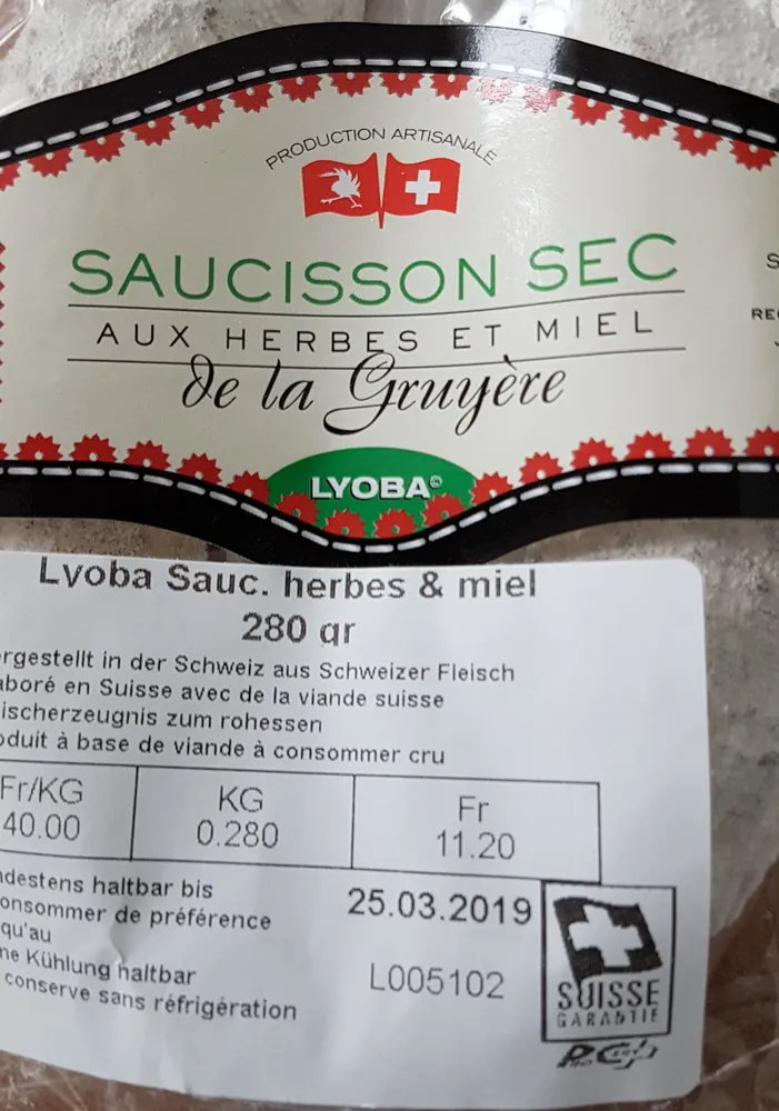Saucisson sec aux herbes et miel