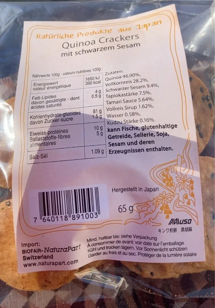 Quinoa crakers
